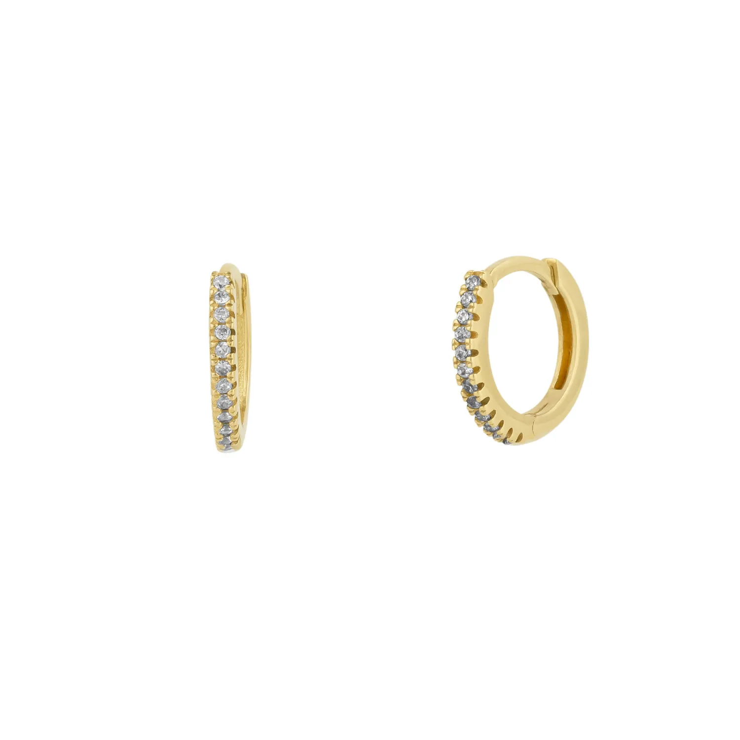 Fine Classic Pave Hoop Earrings 14ct Solid Gold sold by Spero London