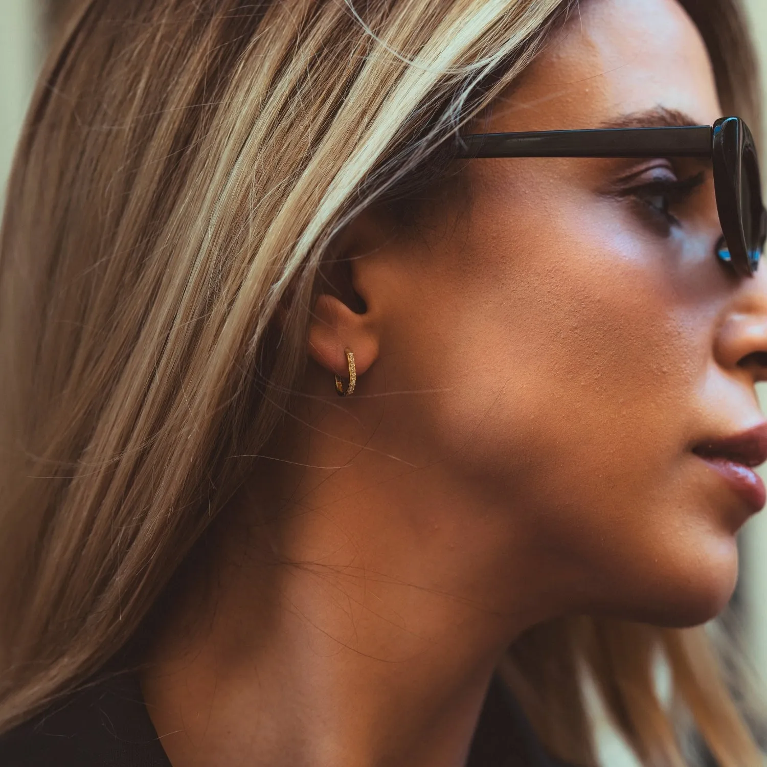 Fine Pave Ovate Hoop Earrings 14ct Solid Gold sold by Spero London product image thumbnail 3