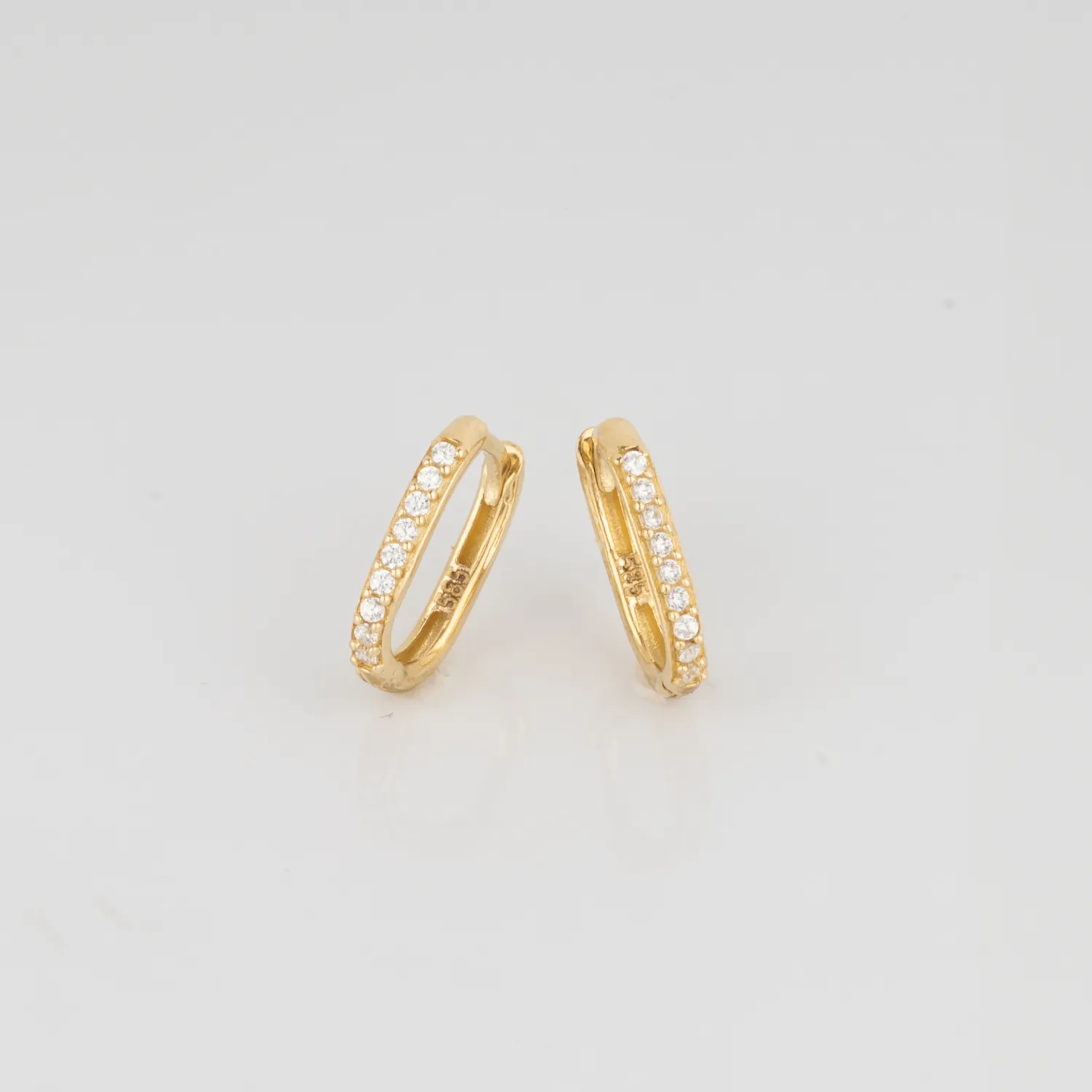 Fine Pave Ovate Hoop Earrings 14ct Solid Gold sold by Spero London product image thumbnail 5