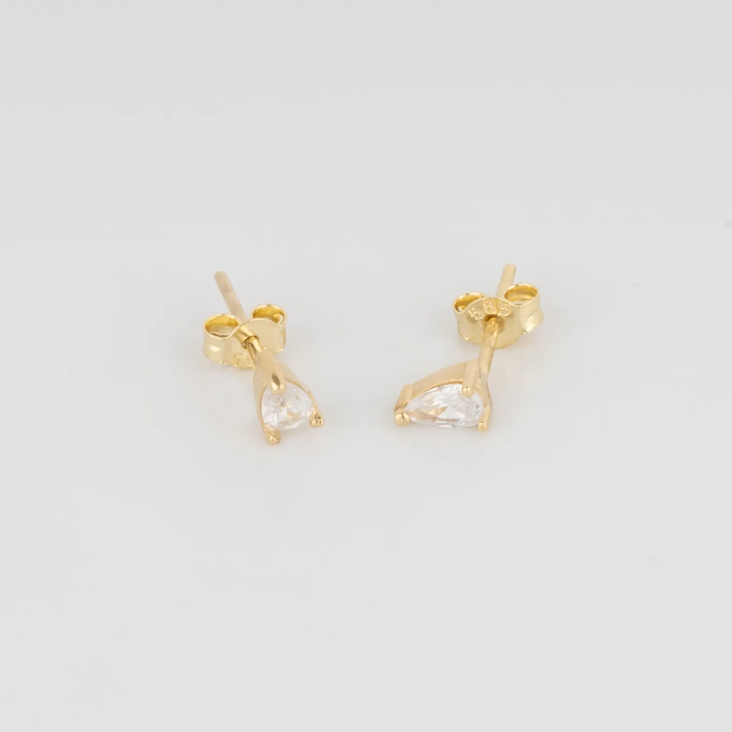 14ct Solid Gold Handcrafted Pear Stud Earrings sold by Spero London product image thumbnail 2