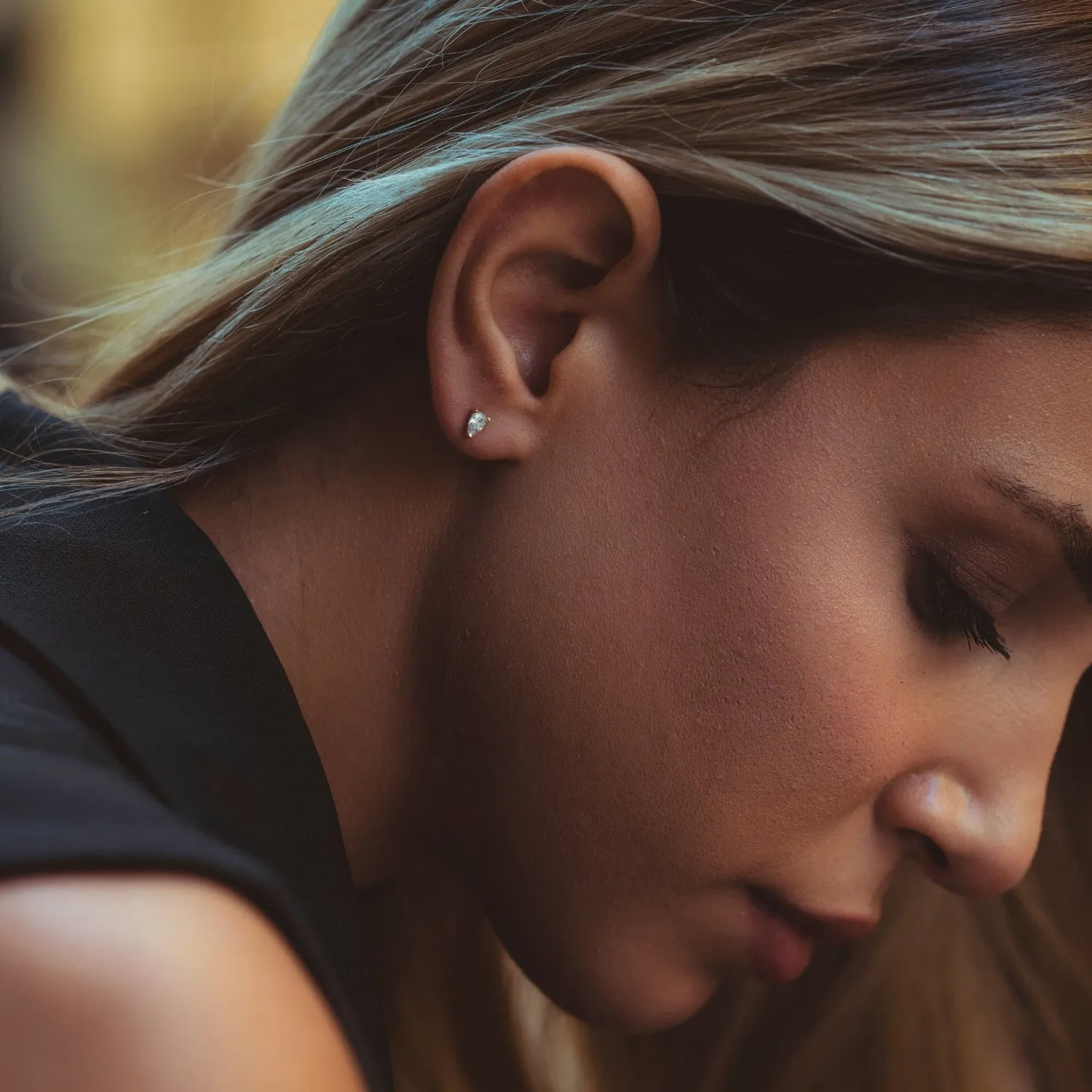 14ct Solid Gold Handcrafted Pear Stud Earrings sold by Spero London product image thumbnail 3