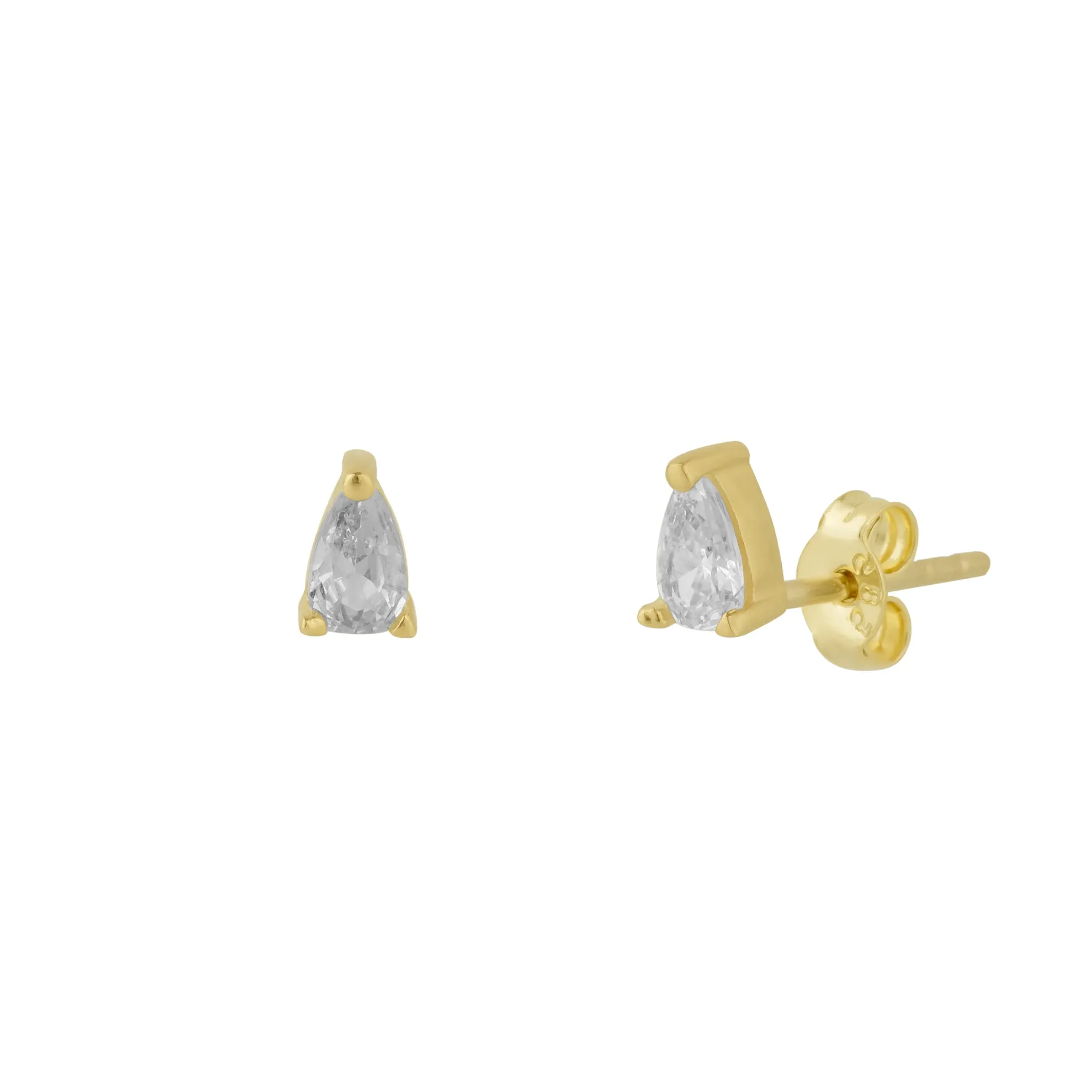 14ct Solid Gold Handcrafted Pear Stud Earrings sold by Spero London