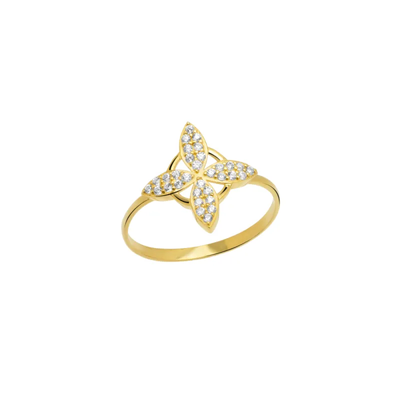 Fine Pave Monogram Clover Ring 14ct Solid Gold sold by Spero London