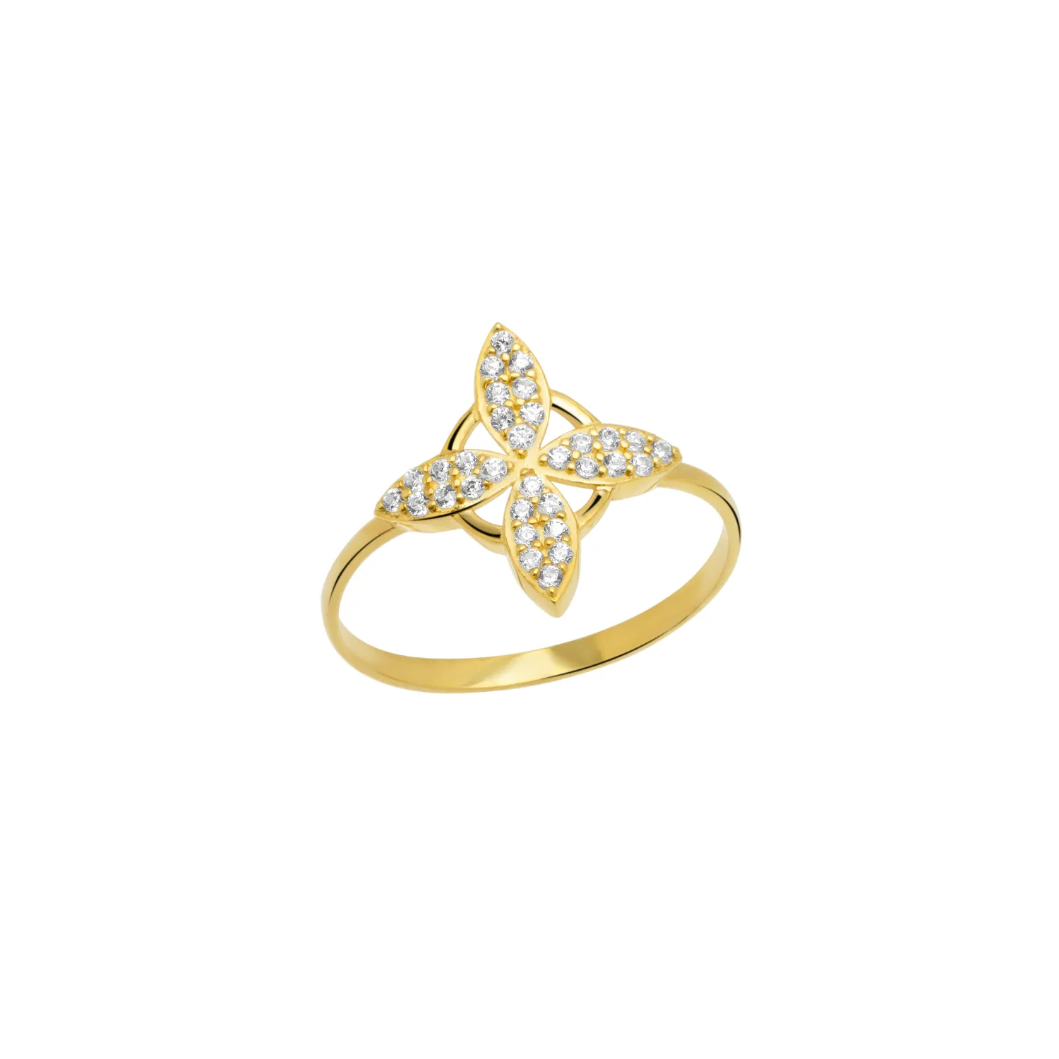 Fine Pave Monogram Clover Ring 14ct Solid Gold sold by Spero London