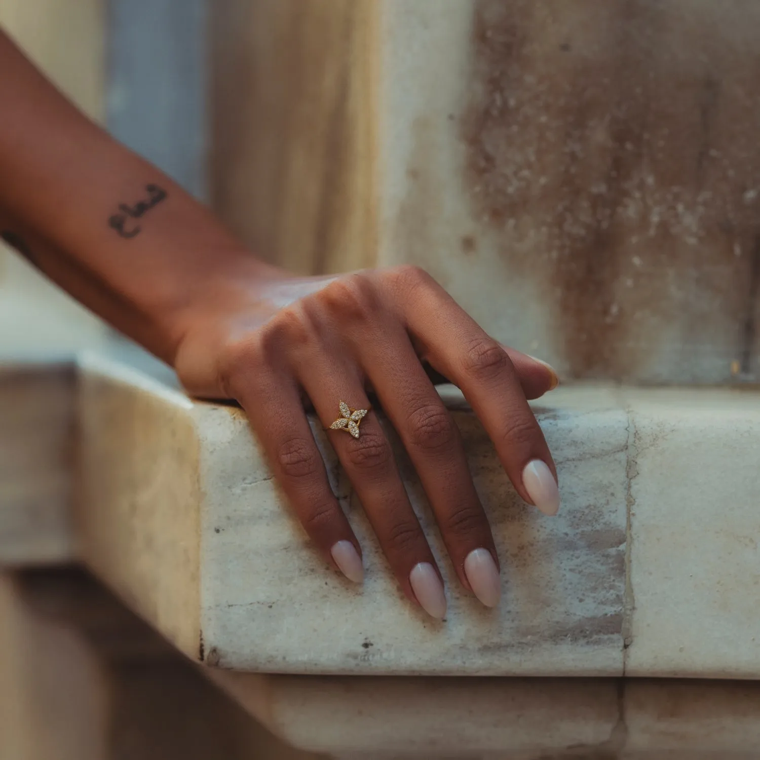 Fine Pave Monogram Clover Ring 14ct Solid Gold sold by Spero London product image thumbnail 3