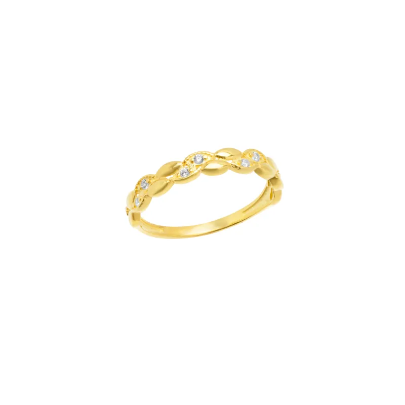 14ct Solid Gold Vine Design Twist Band Ring sold by Spero London