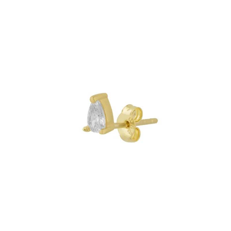 14ct Solid Gold Handcrafted Pear Stud Single Earring sold by Spero London