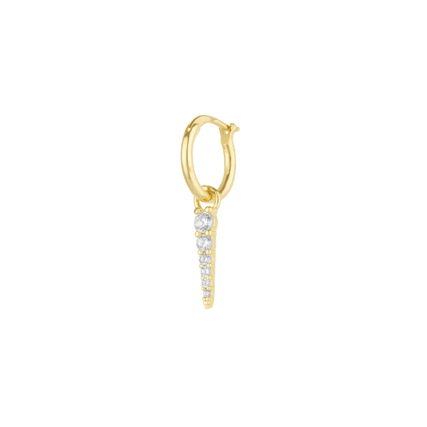 Fine Spike Pave Hoop Single Earring 14ct Solid Gold sold by Spero London