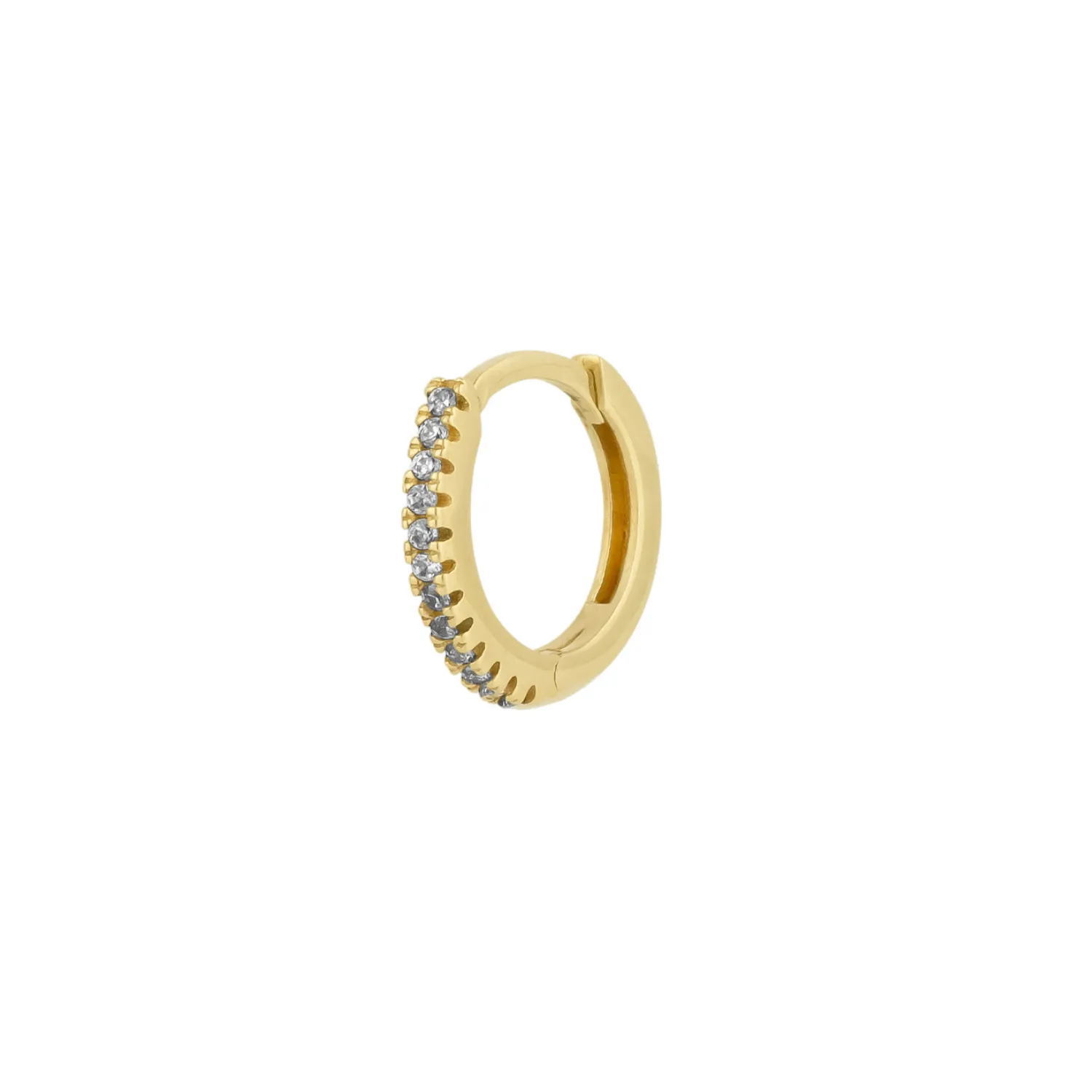 Fine Classic Pave Hoop Single Earring 14ct Solid Gold sold by Spero London