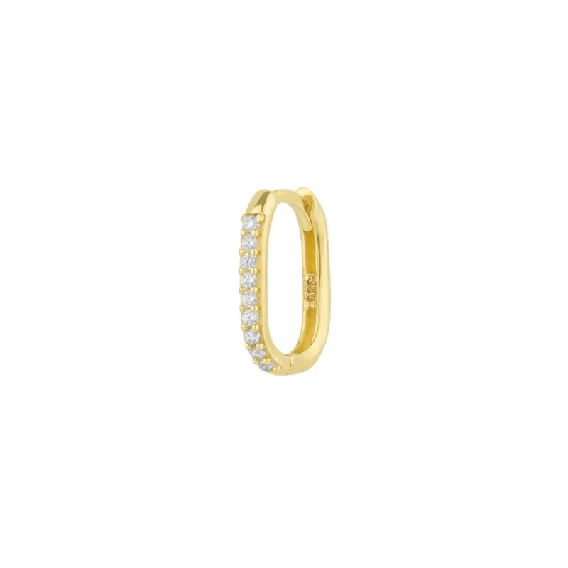 Fine Pave Ovate Hoop Single Earring 14ct Solid Gold sold by Spero London