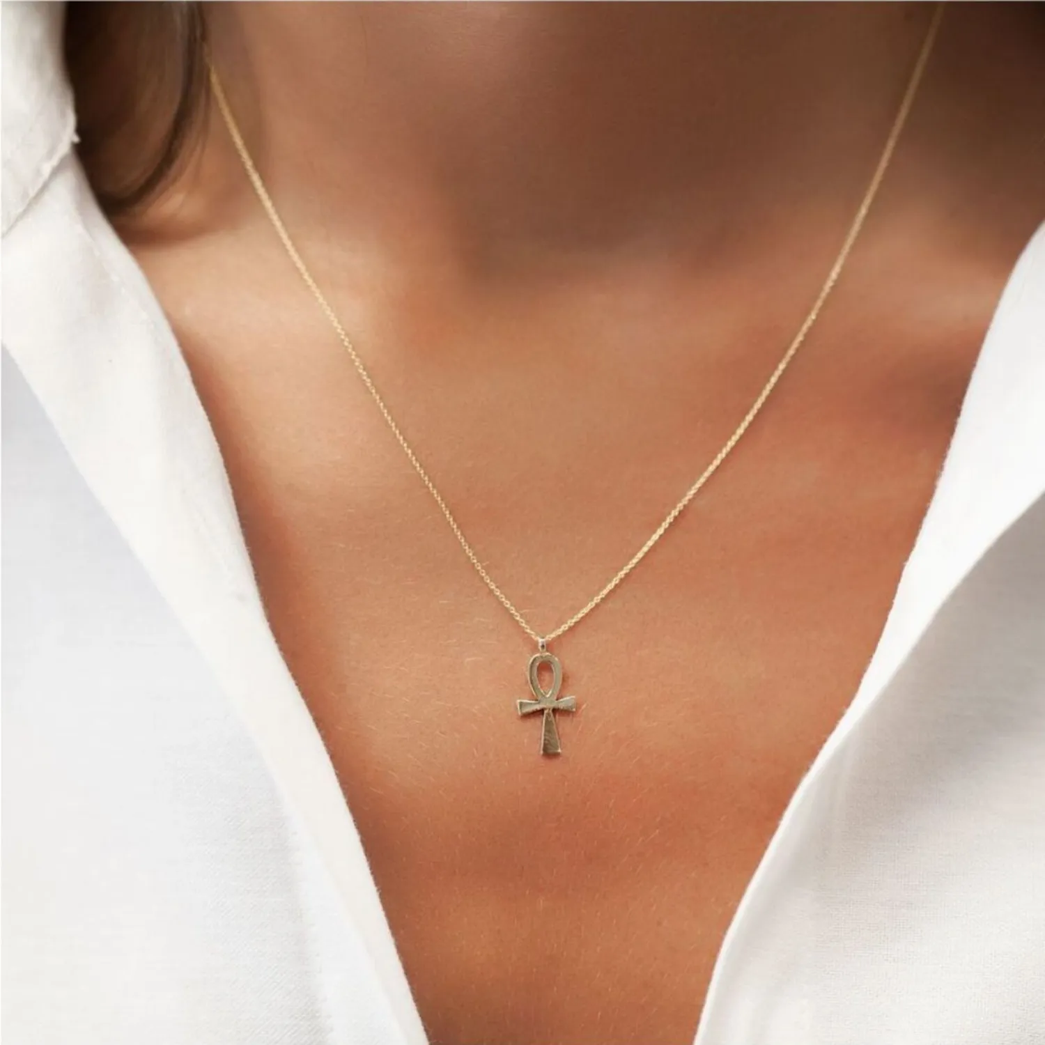 9ct Solid Gold Egyptian Ankh Necklace sold by Spero London product image thumbnail 2