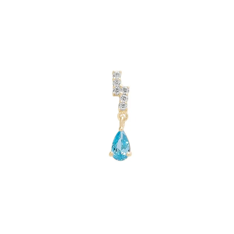 Blue Topaz Lightning Bolt Single Earring 9ct Solid Gold sold by Spero London