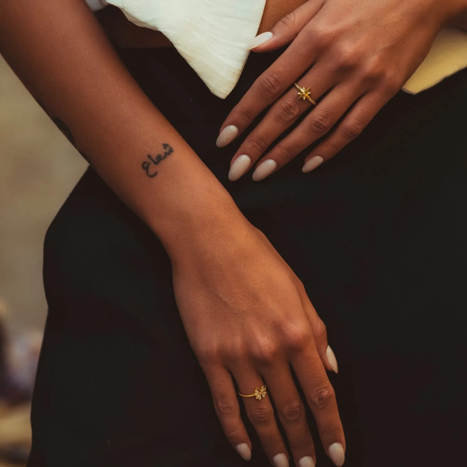 14ct Solid Gold Pave Clover Ring sold by Spero London product image thumbnail 4