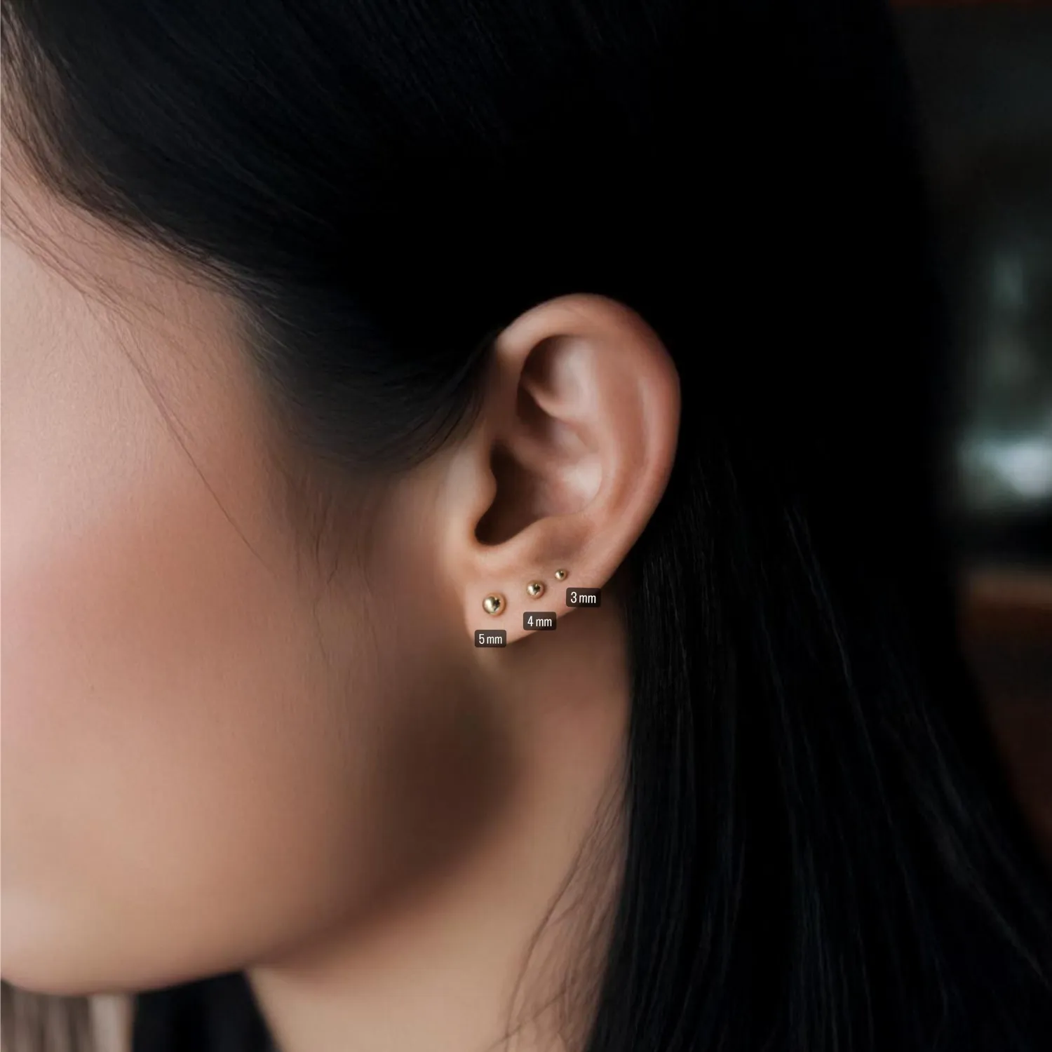 9ct Solid Gold Ball Sphere Stud Earring sold by Spero London product image thumbnail 3