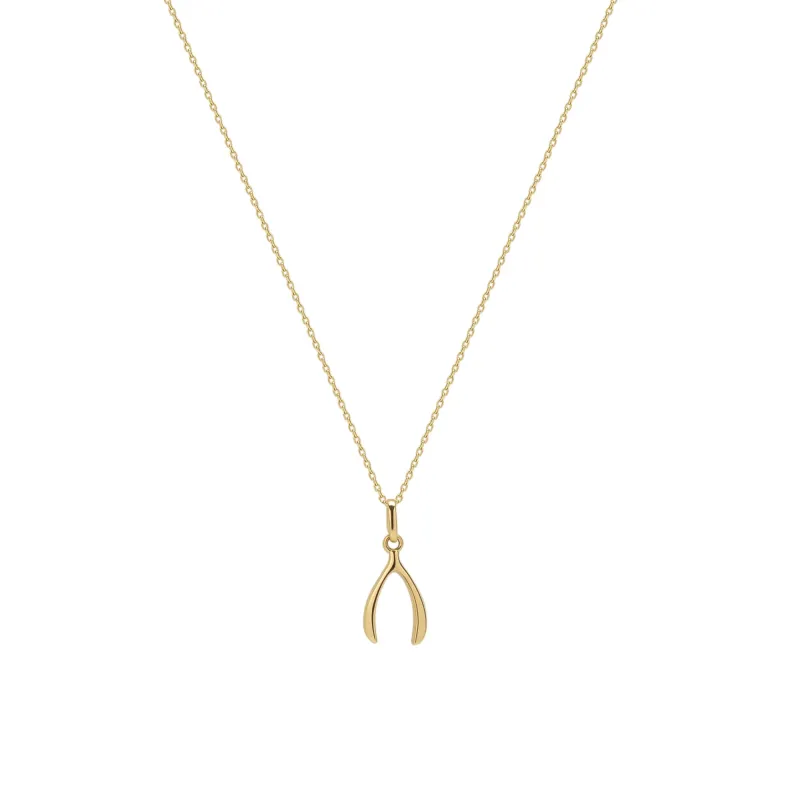 9ct Solid Gold Large Wishbone Necklace sold by Spero London