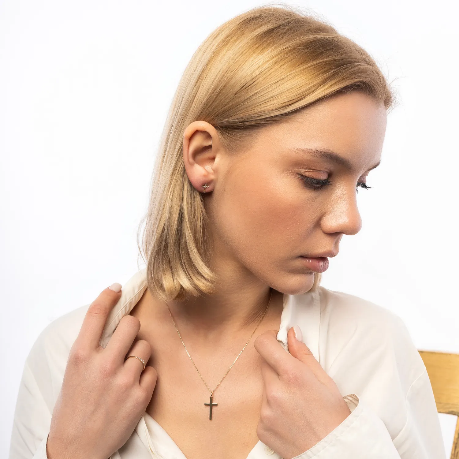 9ct Solid Gold Cross Pendant Necklace sold by Spero London product image thumbnail 3