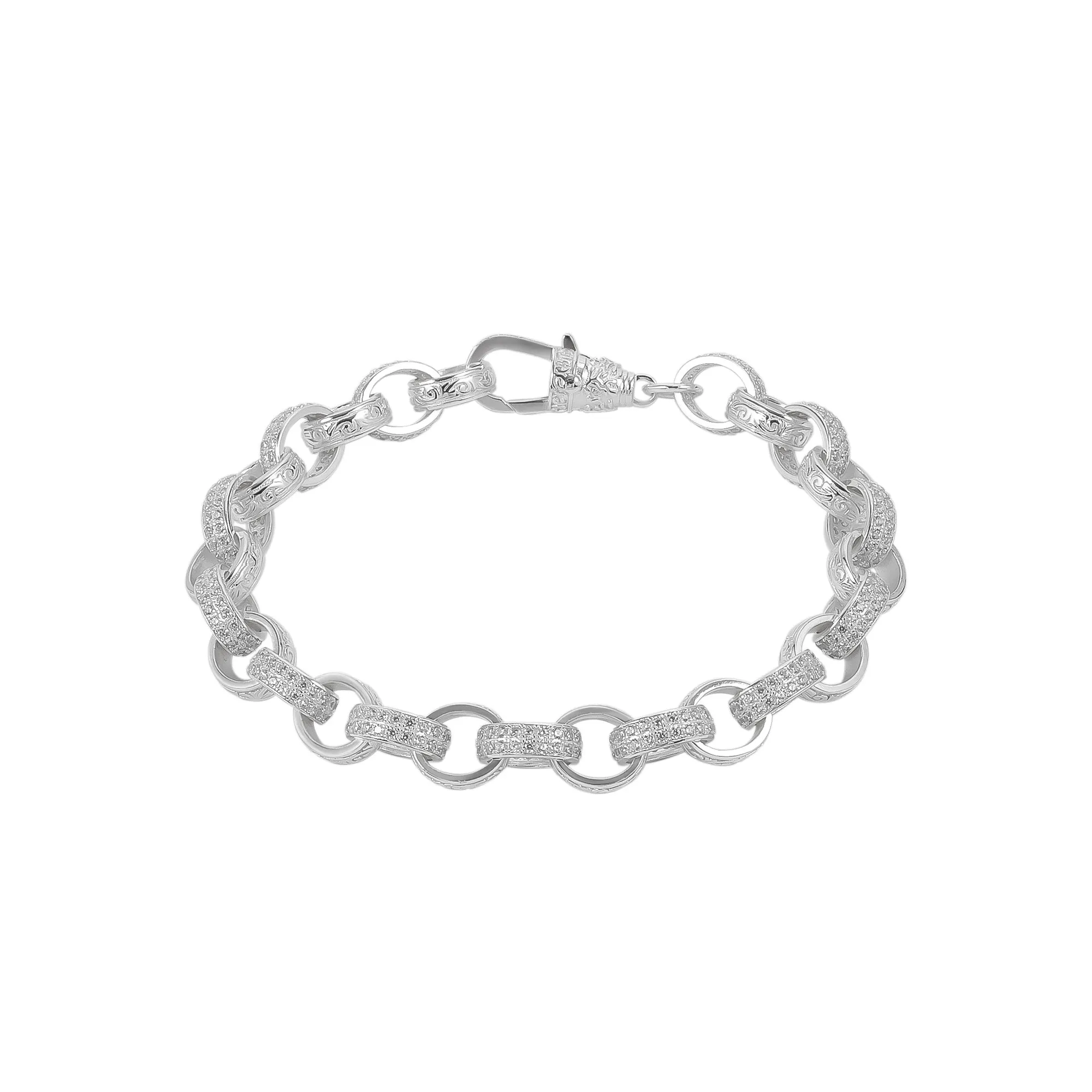 Sterling Silver Pave Bachelor's Large Belcher Chain Bracelet sold by Spero London