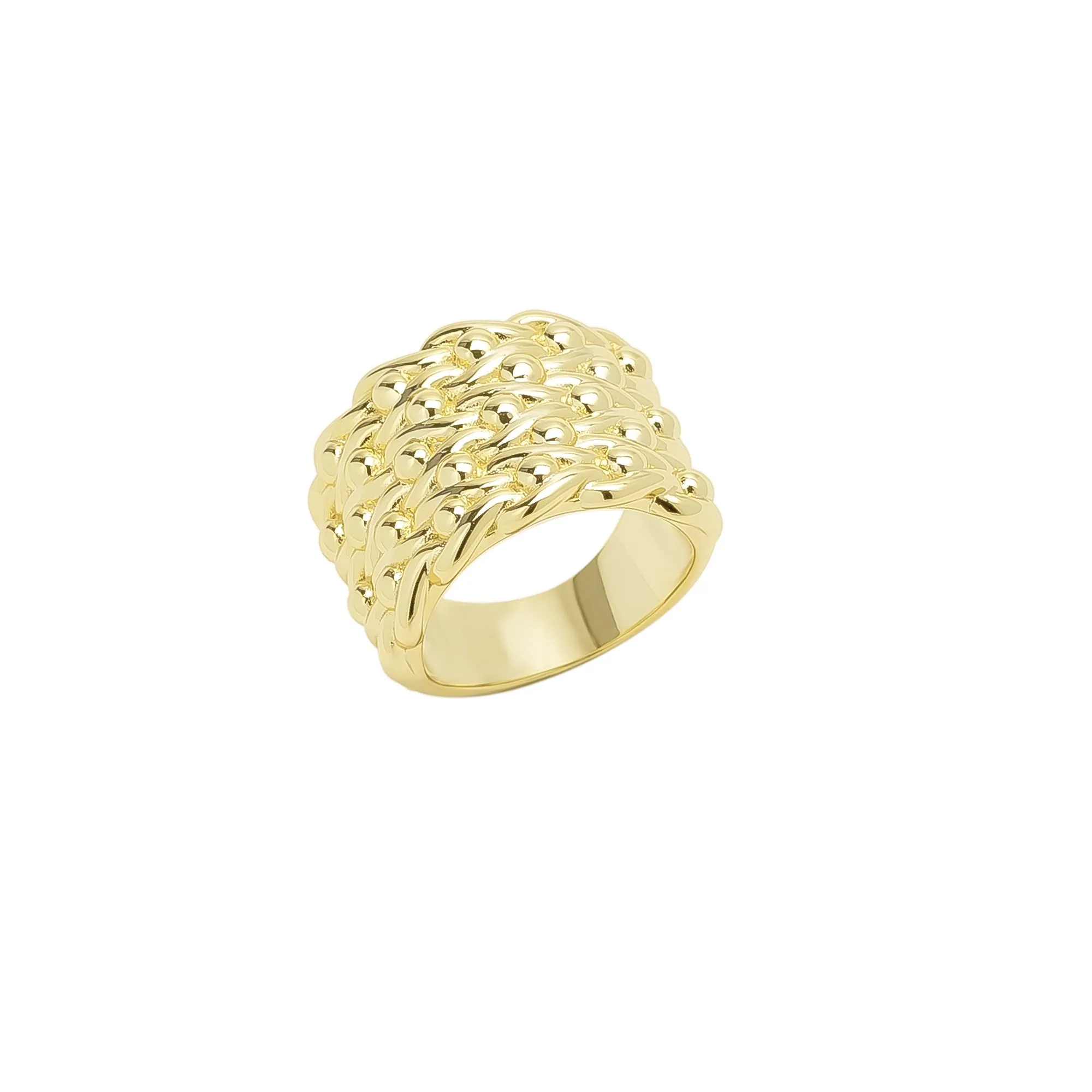 Sterling Silver Large 5 Row Gold Keeper Ring sold by Spero London