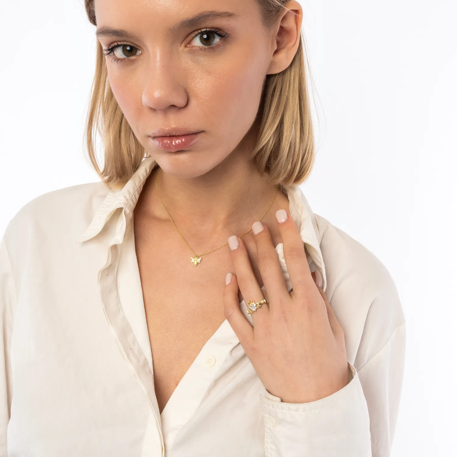 Sterling Silver Bee Pendant Chain Necklace sold by Spero London product image thumbnail 5