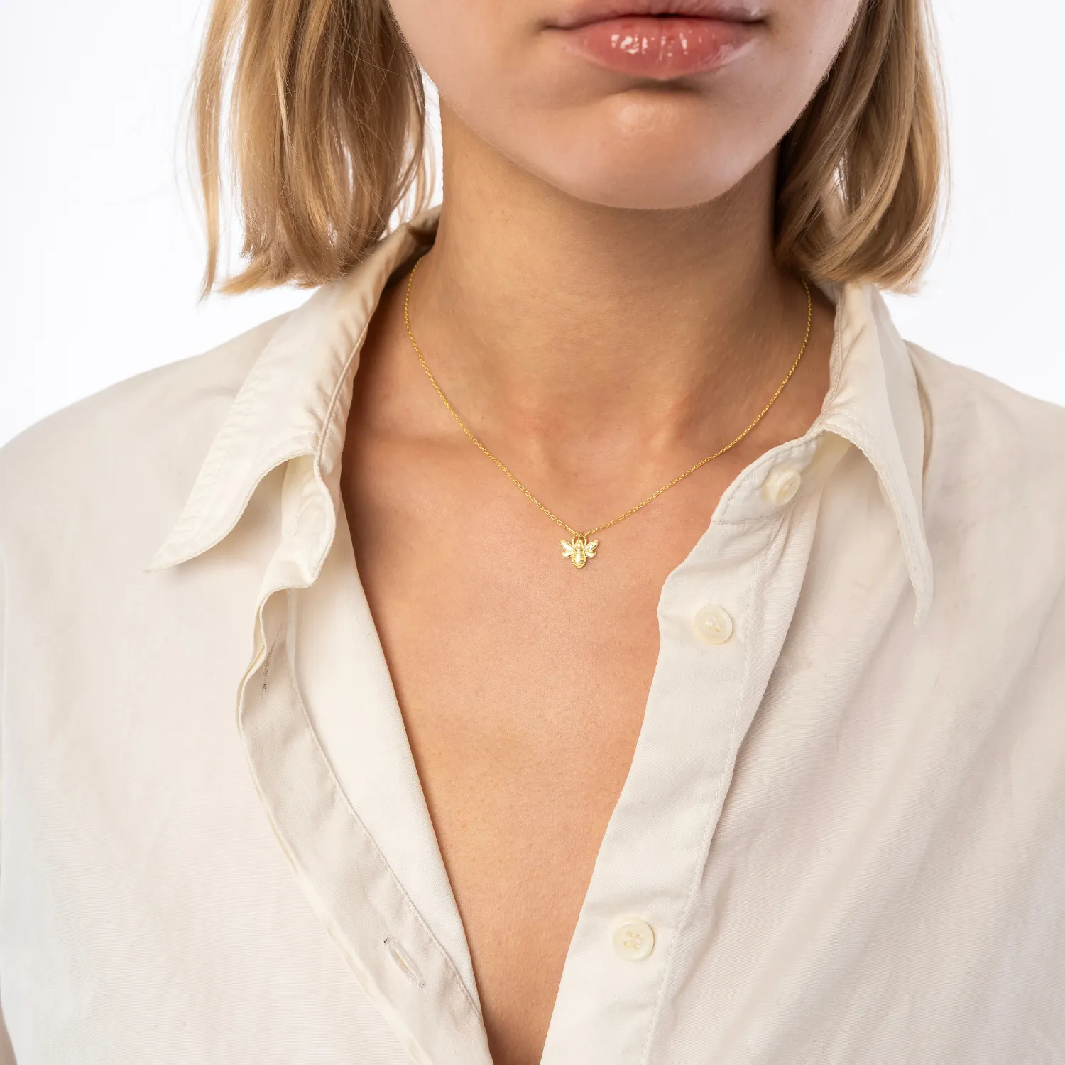 Sterling Silver Bee Pendant Chain Necklace sold by Spero London product image thumbnail 4