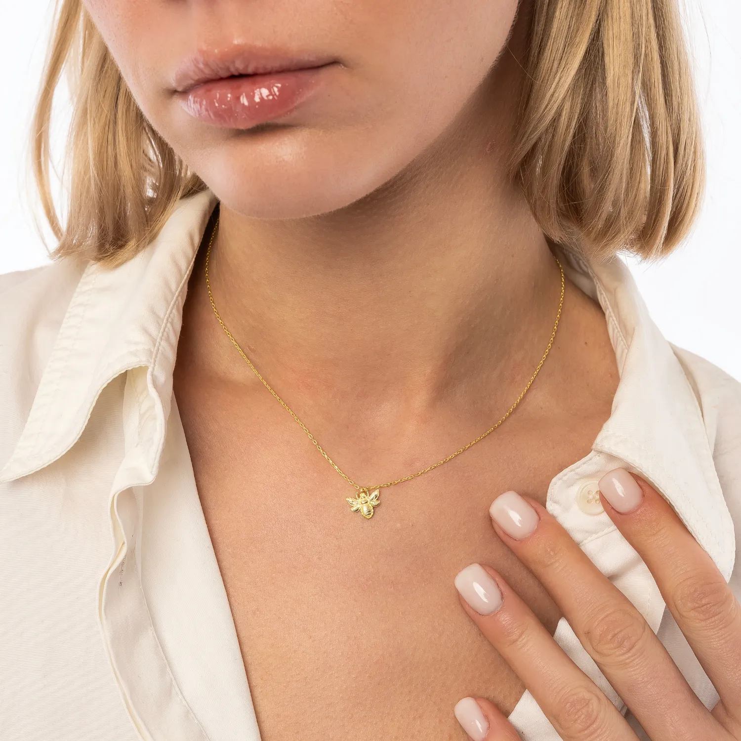 Sterling Silver Bee Pendant Chain Necklace sold by Spero London product image thumbnail 2