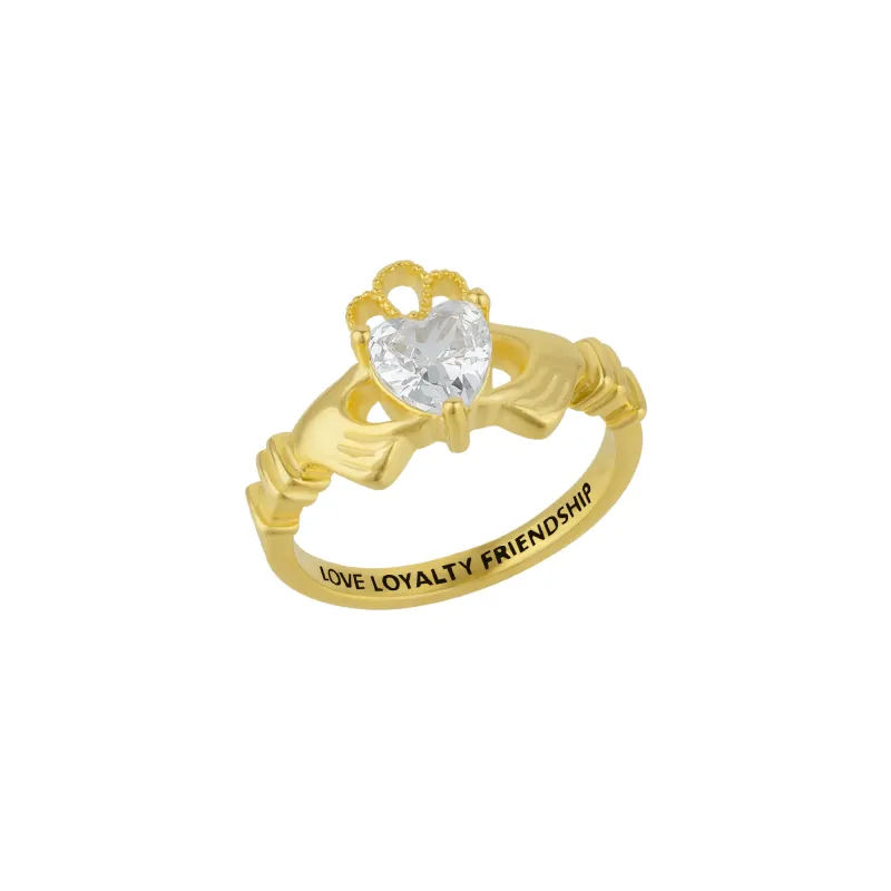 Sterling Silver Clear Claddagh Ring sold by Spero London