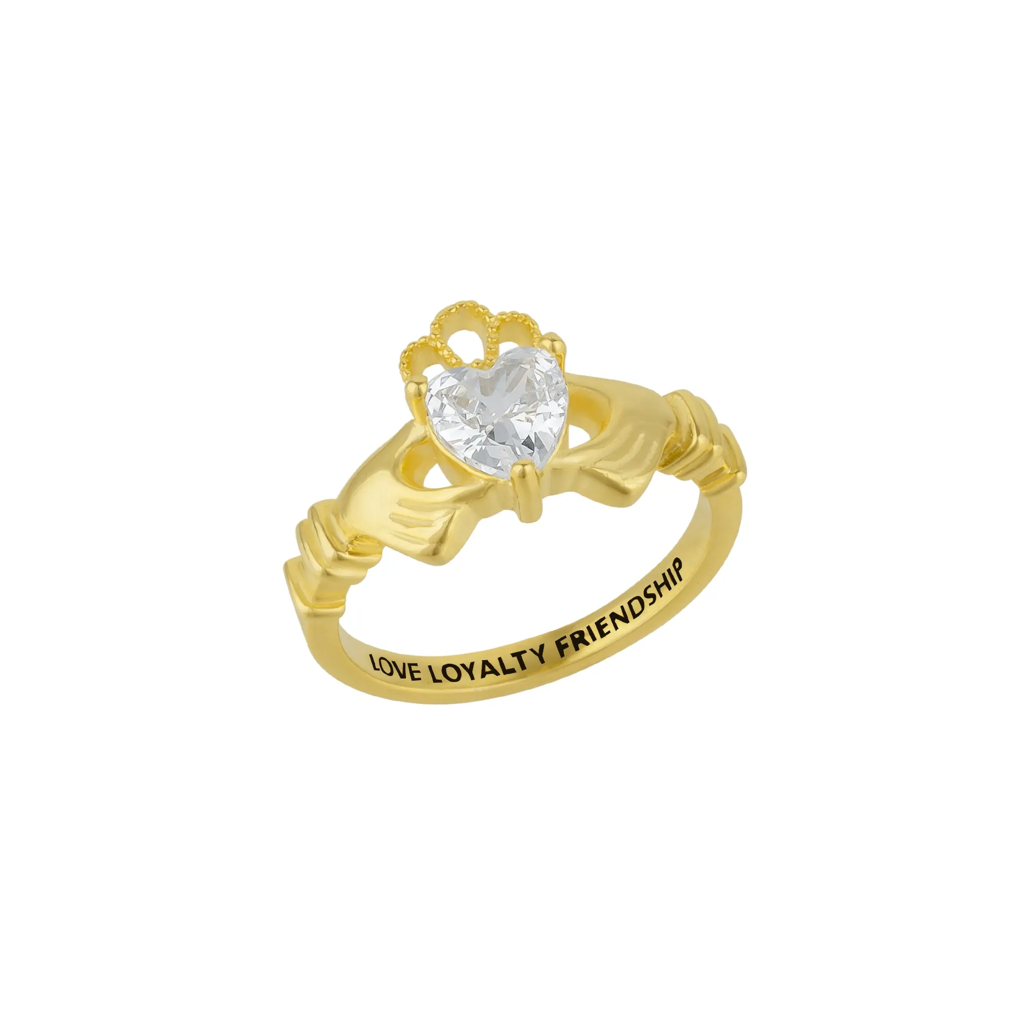 Sterling Silver Clear Claddagh Ring sold by Spero London