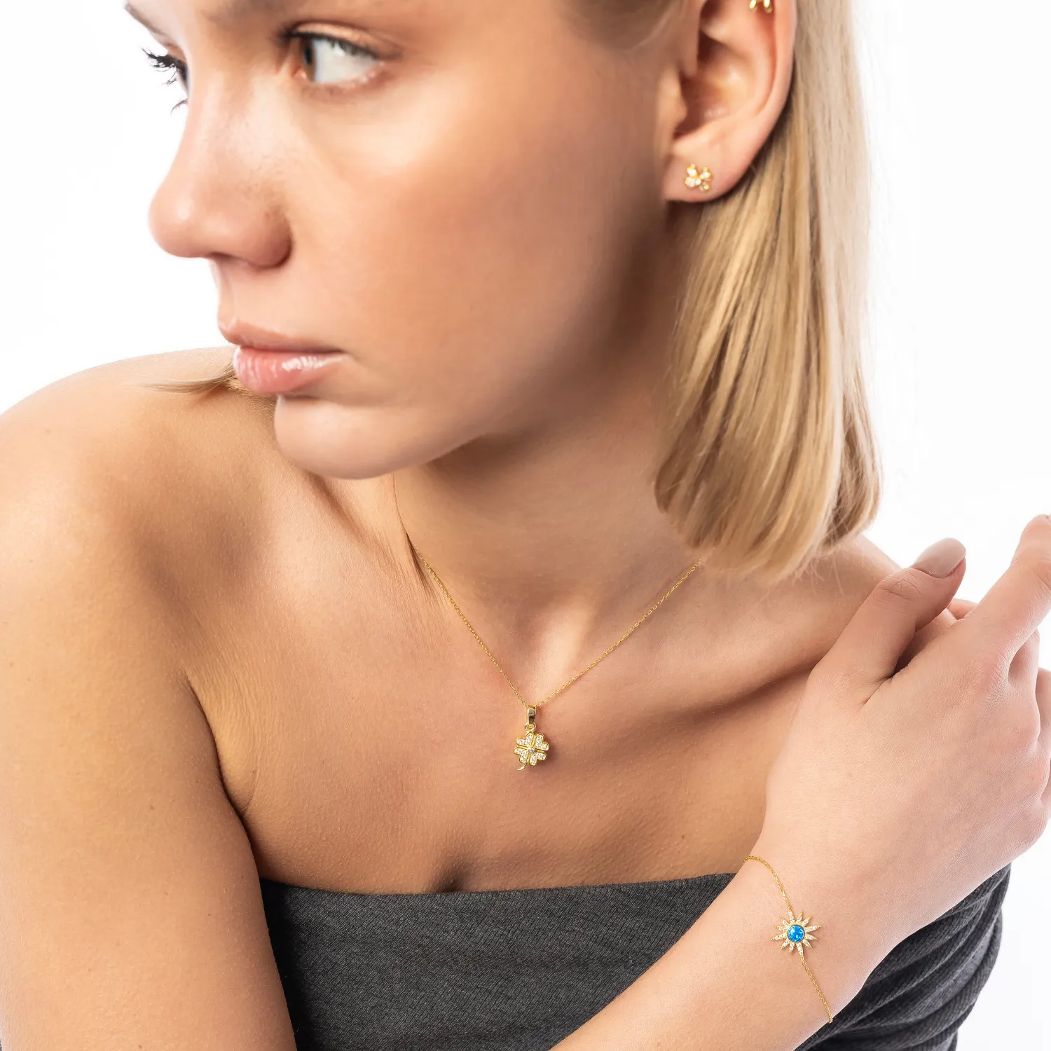 Four Leaf Clover Sterling Silver Necklace sold by Spero London product image thumbnail 4