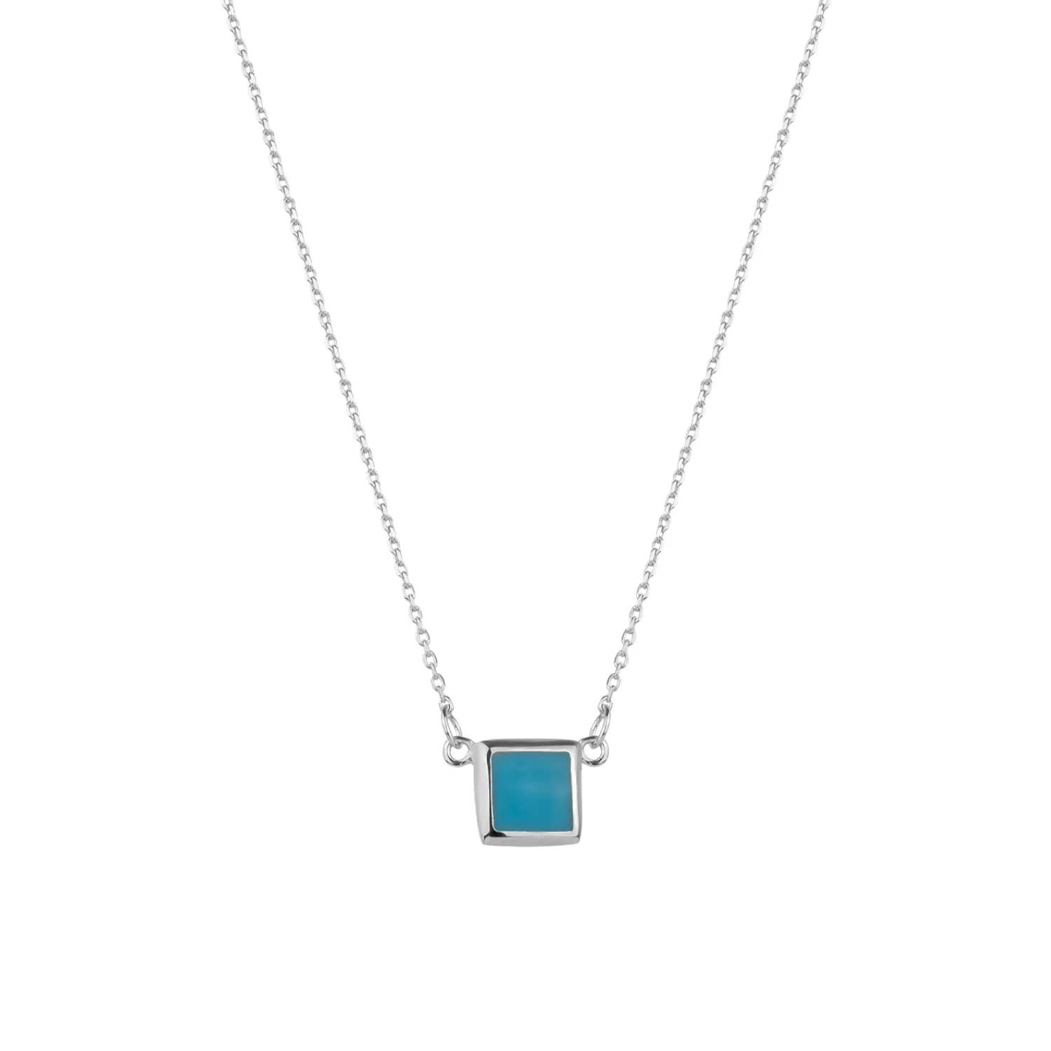 Turquoise Square Sterling Silver Necklace sold by Spero London product image thumbnail 5