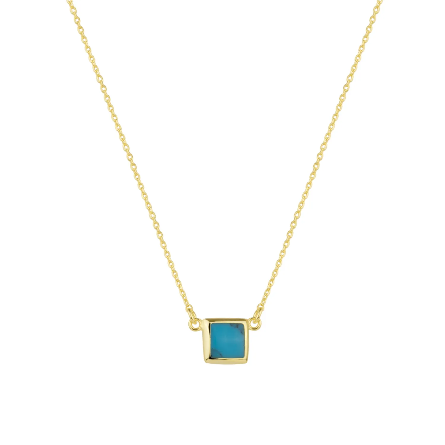 Turquoise Square Sterling Silver Necklace sold by Spero London