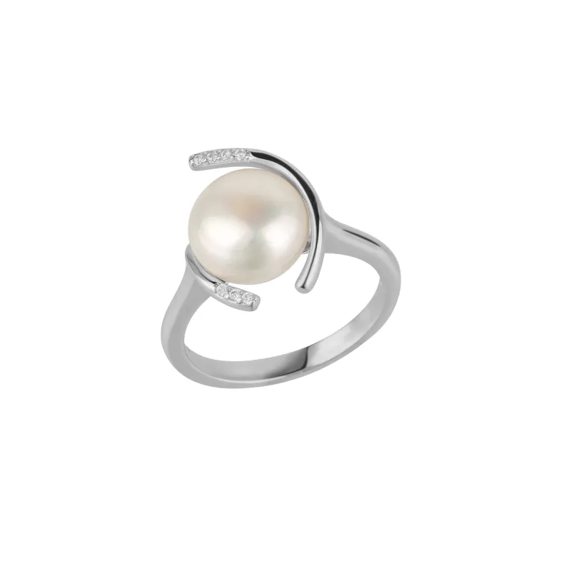 Sterling Silver Whimsy Swirl Pearl Ring sold by Spero London