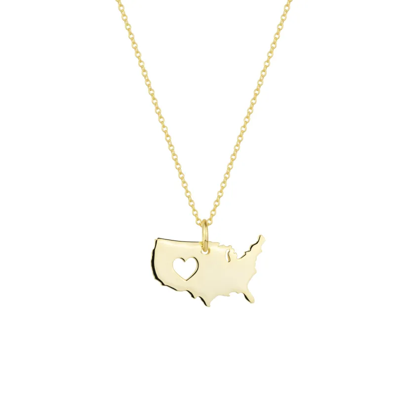 Love USA (America) Map Heart Necklace Sterling Silver sold by Spero London