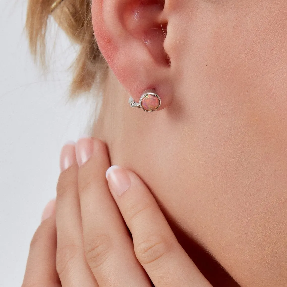 Sterling Silver High Quality Round Opal Earrings sold by Spero London product image thumbnail 2