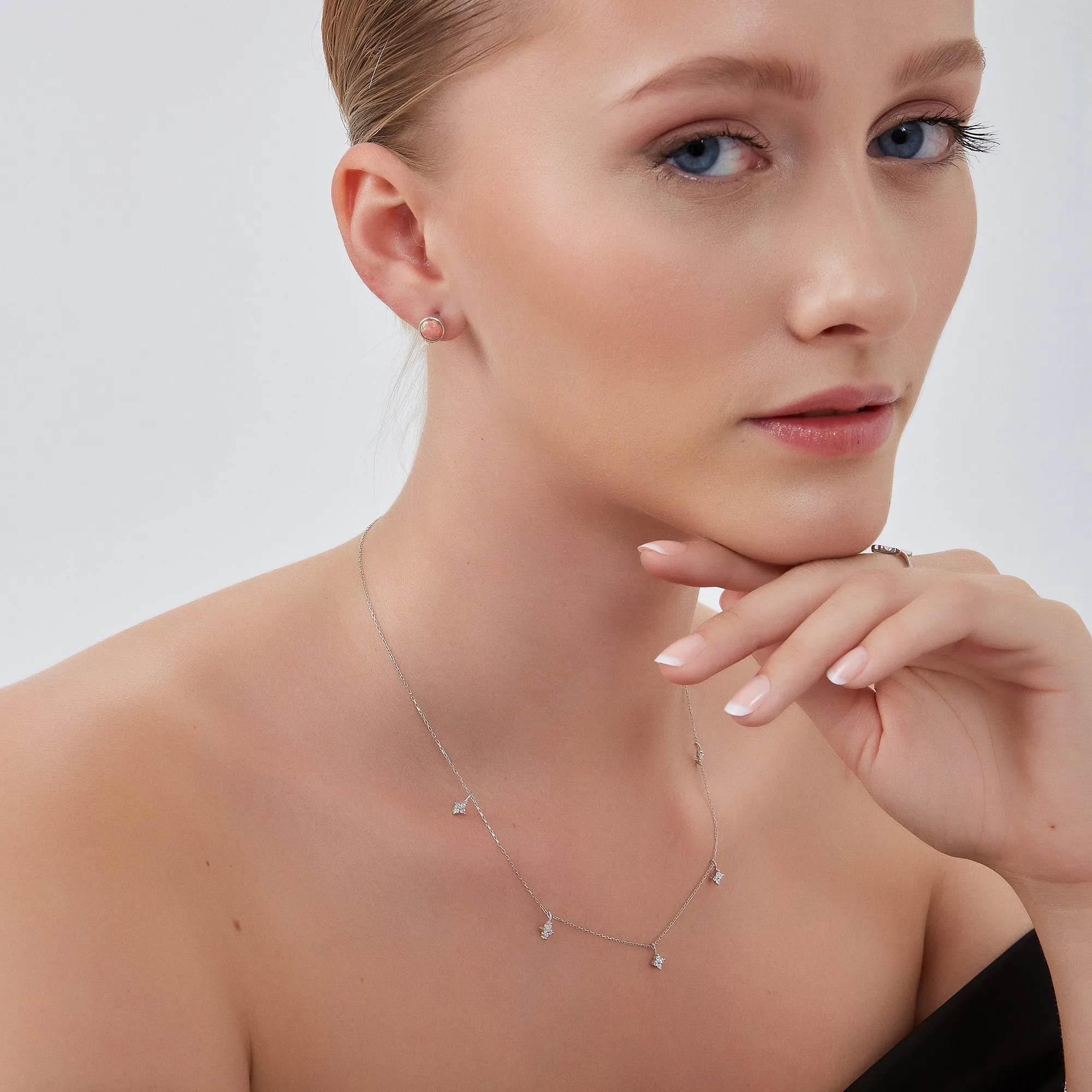 Sterling Silver High Quality Round Opal Earrings sold by Spero London product image thumbnail 5