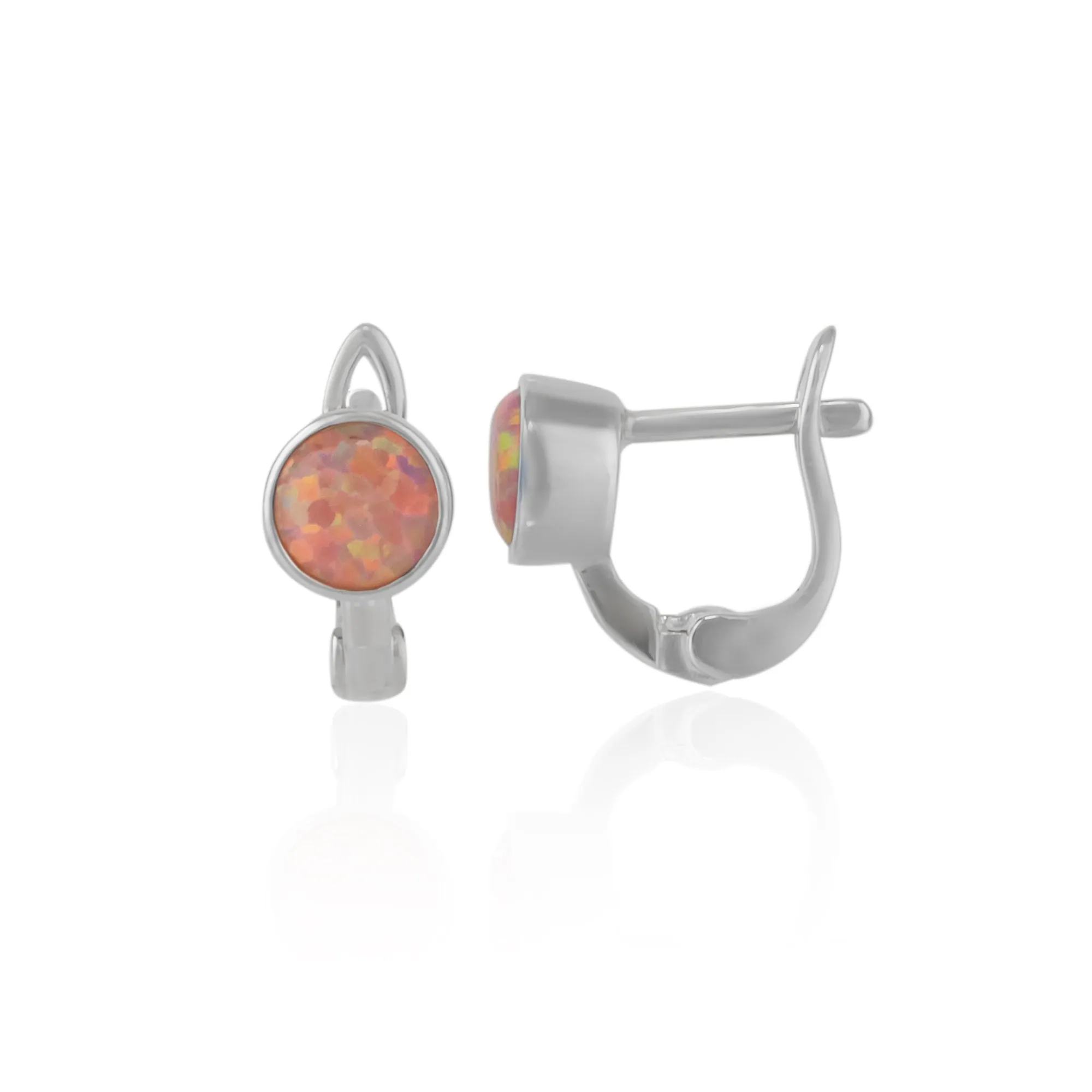 Sterling Silver High Quality Round Opal Earrings sold by Spero London