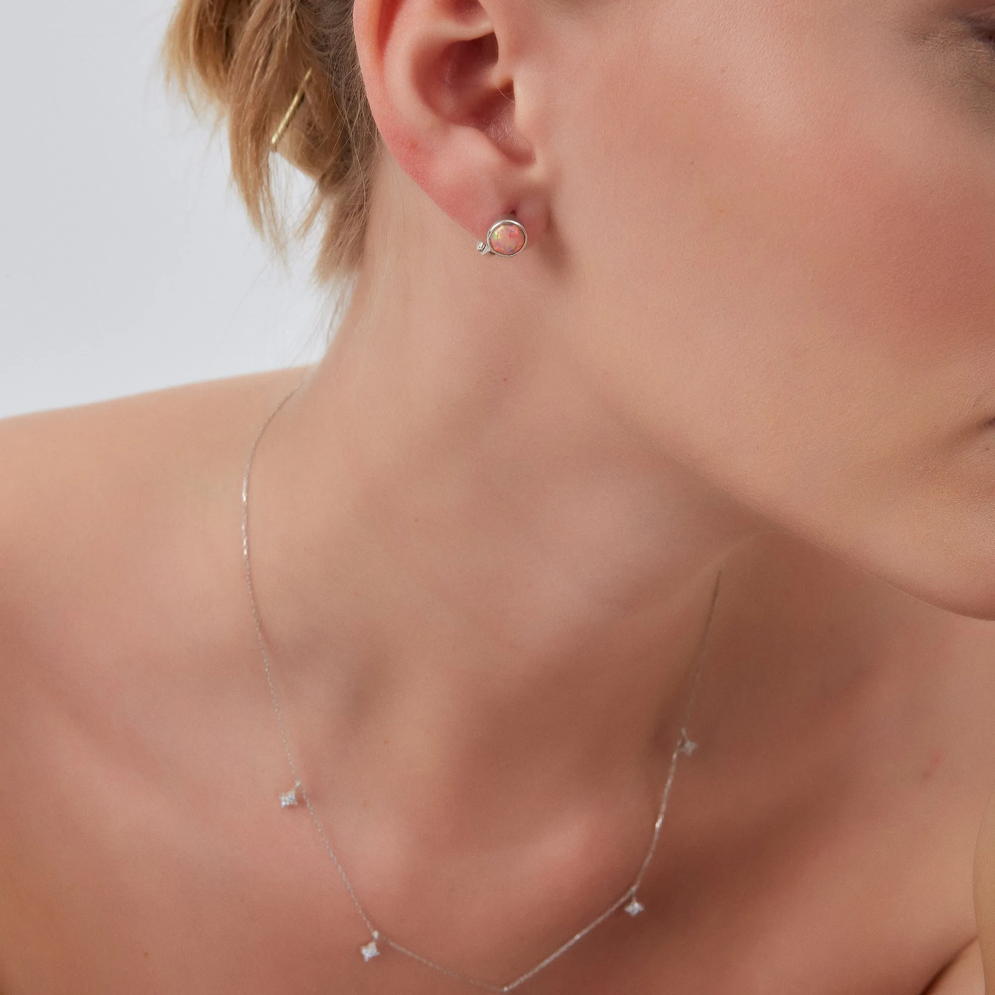 Sterling Silver High Quality Round Opal Earrings sold by Spero London product image thumbnail 3