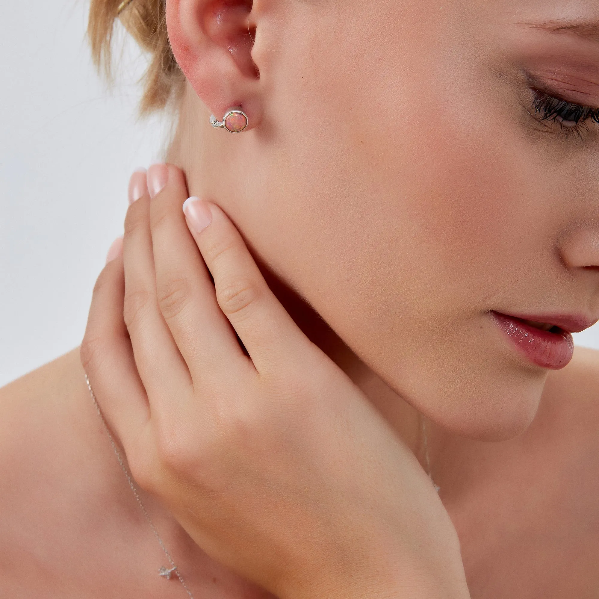 Sterling Silver High Quality Round Opal Earrings sold by Spero London product image thumbnail 4