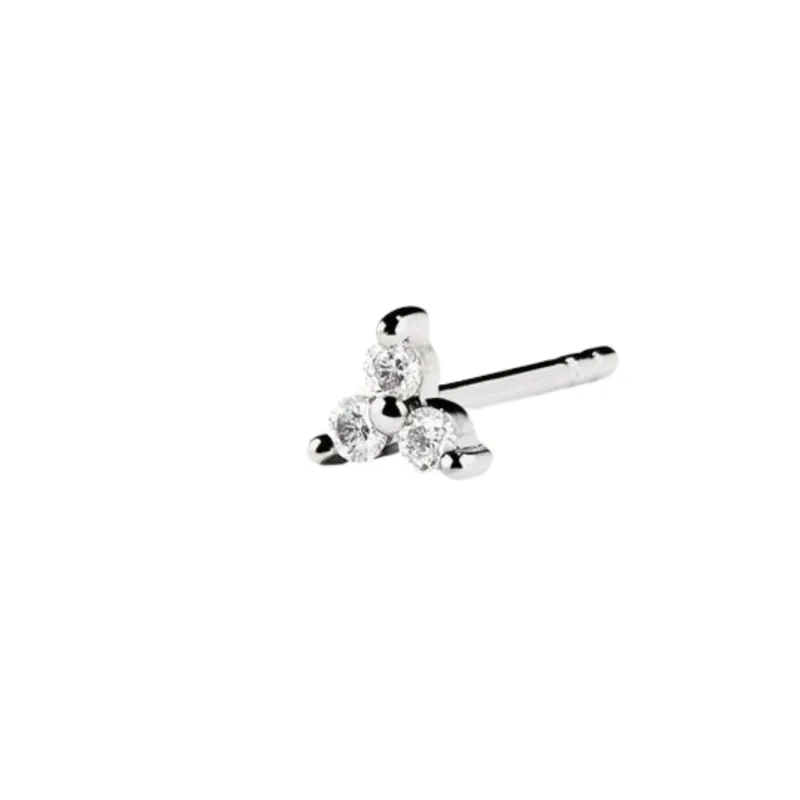 Lotus Diamond Stud Earring in 14ct Solid Gold - Single sold by Spero London