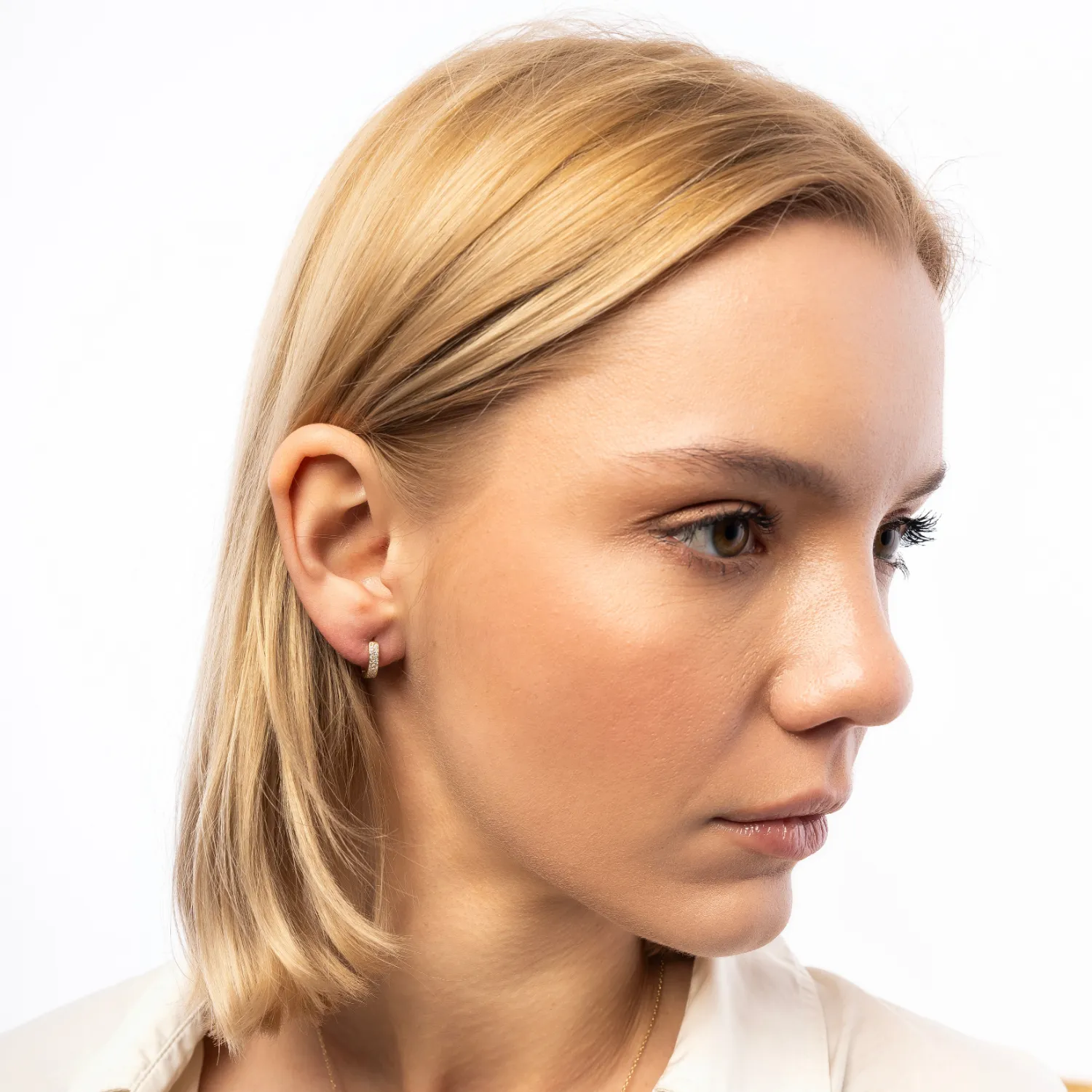 Fine Diamond Pave Hoop Earring in 14ct Gold sold by Spero London product image thumbnail 3