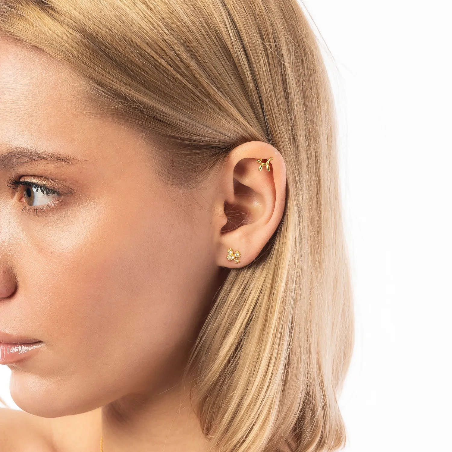 Fine 14ct Solid Gold Diamond Clover Earrings sold by Spero London product image thumbnail 5