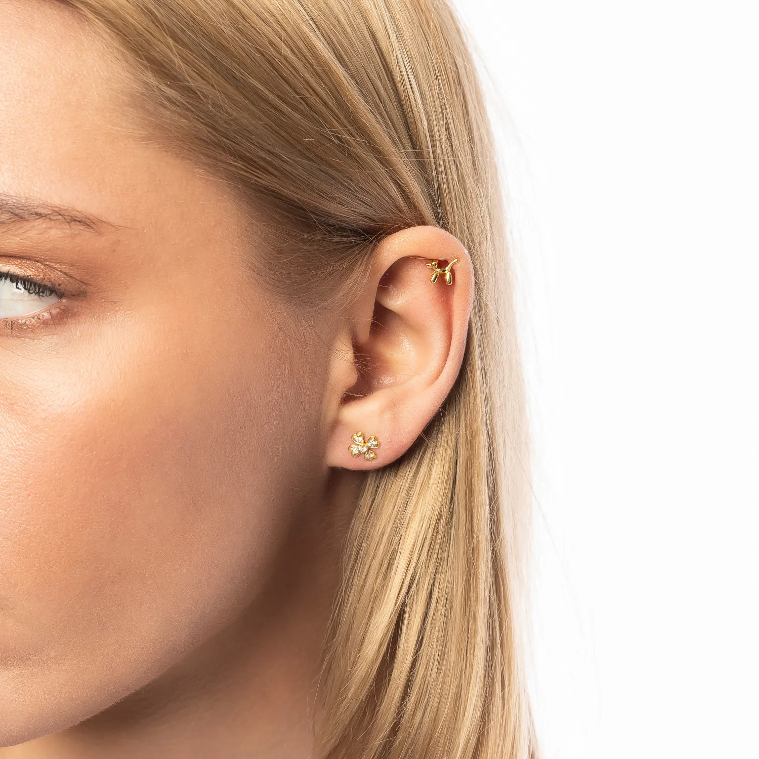 Fine 14ct Solid Gold Diamond Clover Earrings sold by Spero London product image thumbnail 2