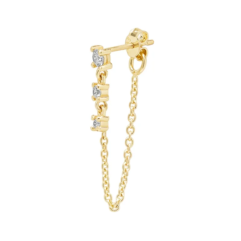 Fine Diamond Linked Tennis Earring in 14ct Solid Gold - Single sold by Spero London