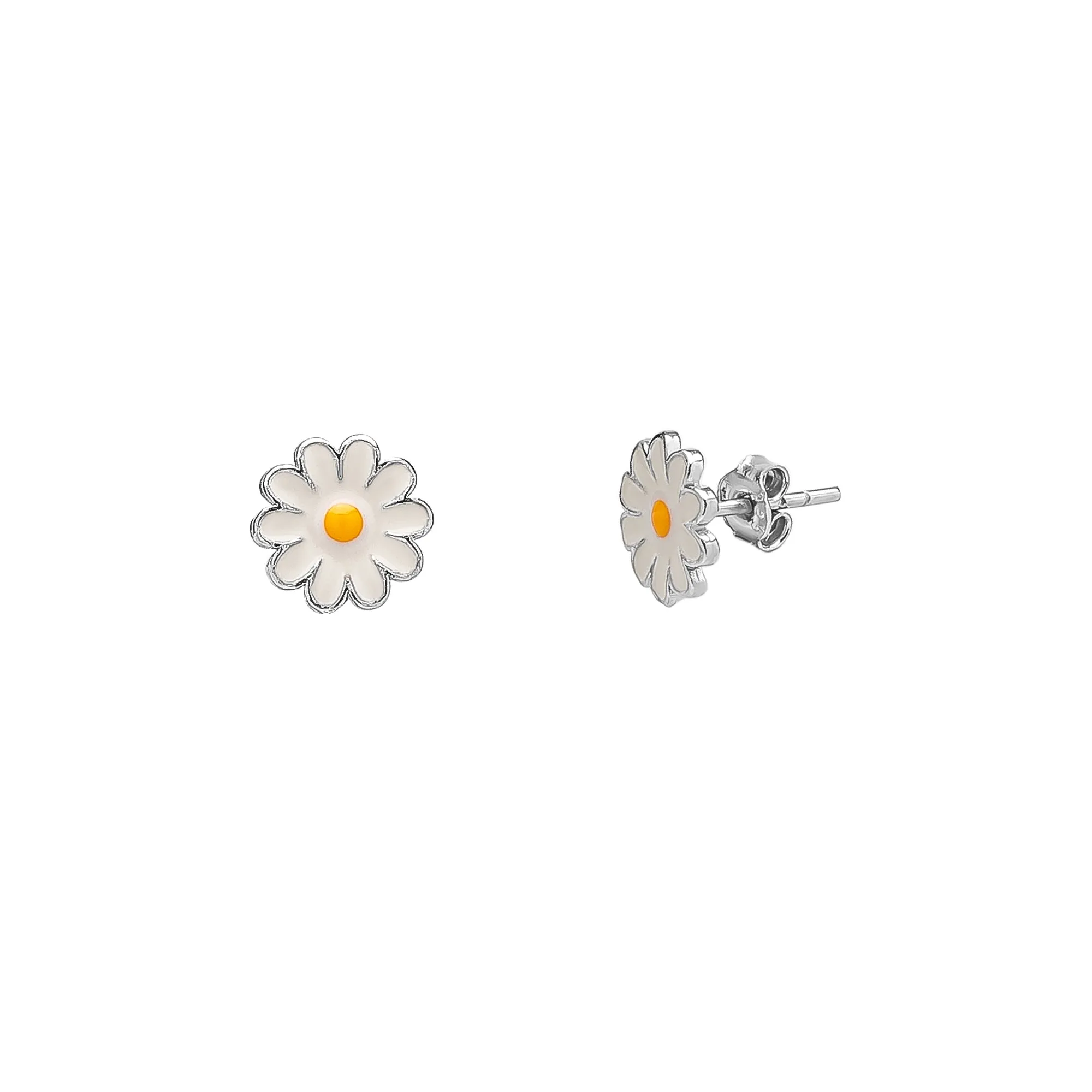 Enamel Daisy Stud Sterling Silver Earrings sold by Spero London