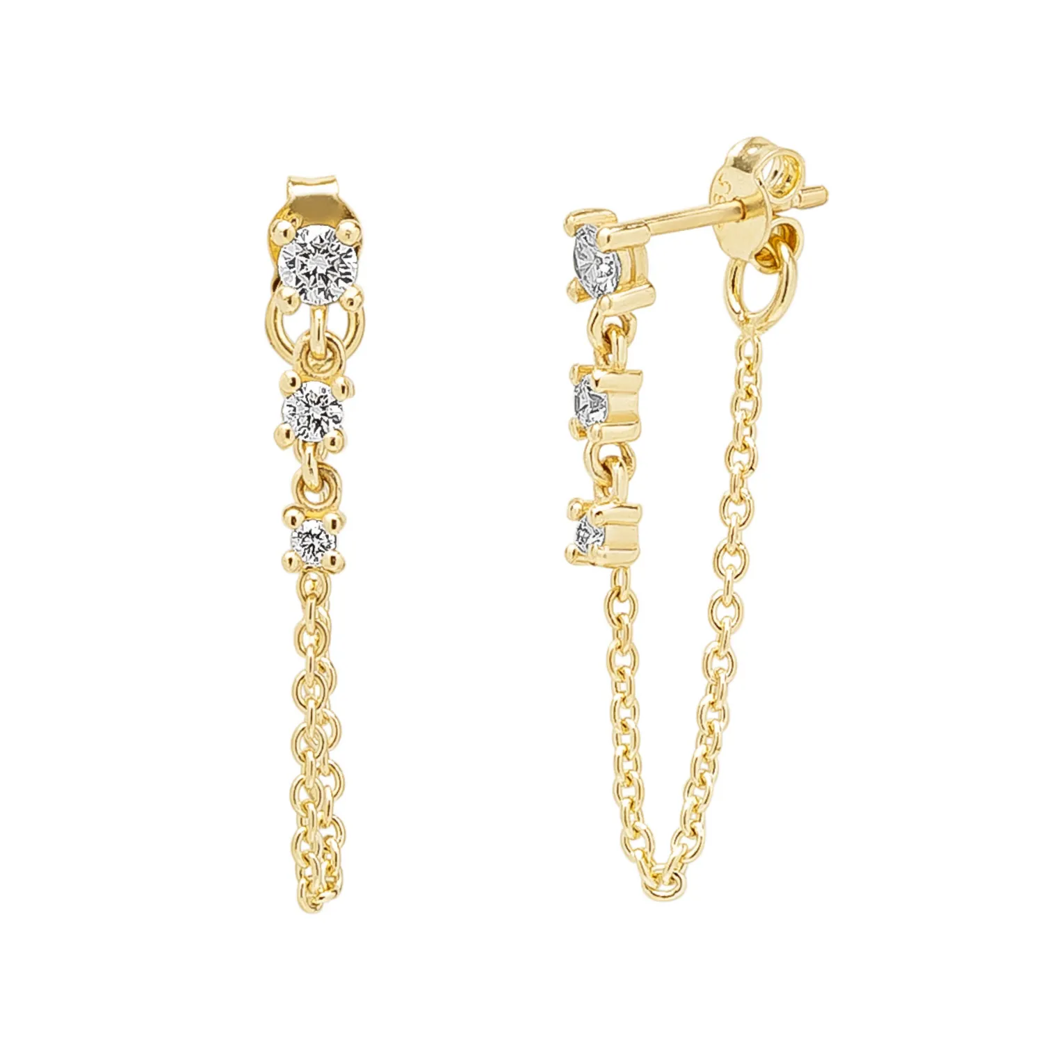 Fine Diamond Linked Tennis Earrings in 14ct Solid Gold sold by Spero London