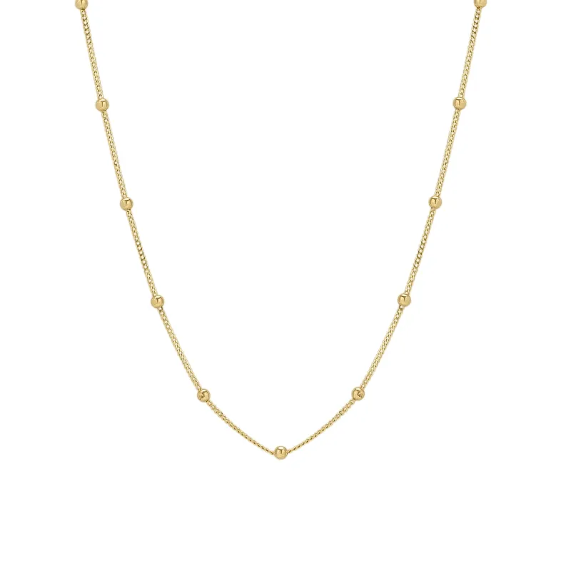 Fine 14ct Solid Gold Satellite Beaded Chain Necklace sold by Spero London