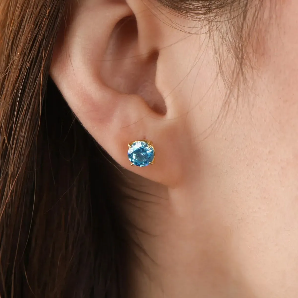 9ct Gold Blue Topaz Stud Earrings sold by Spero London