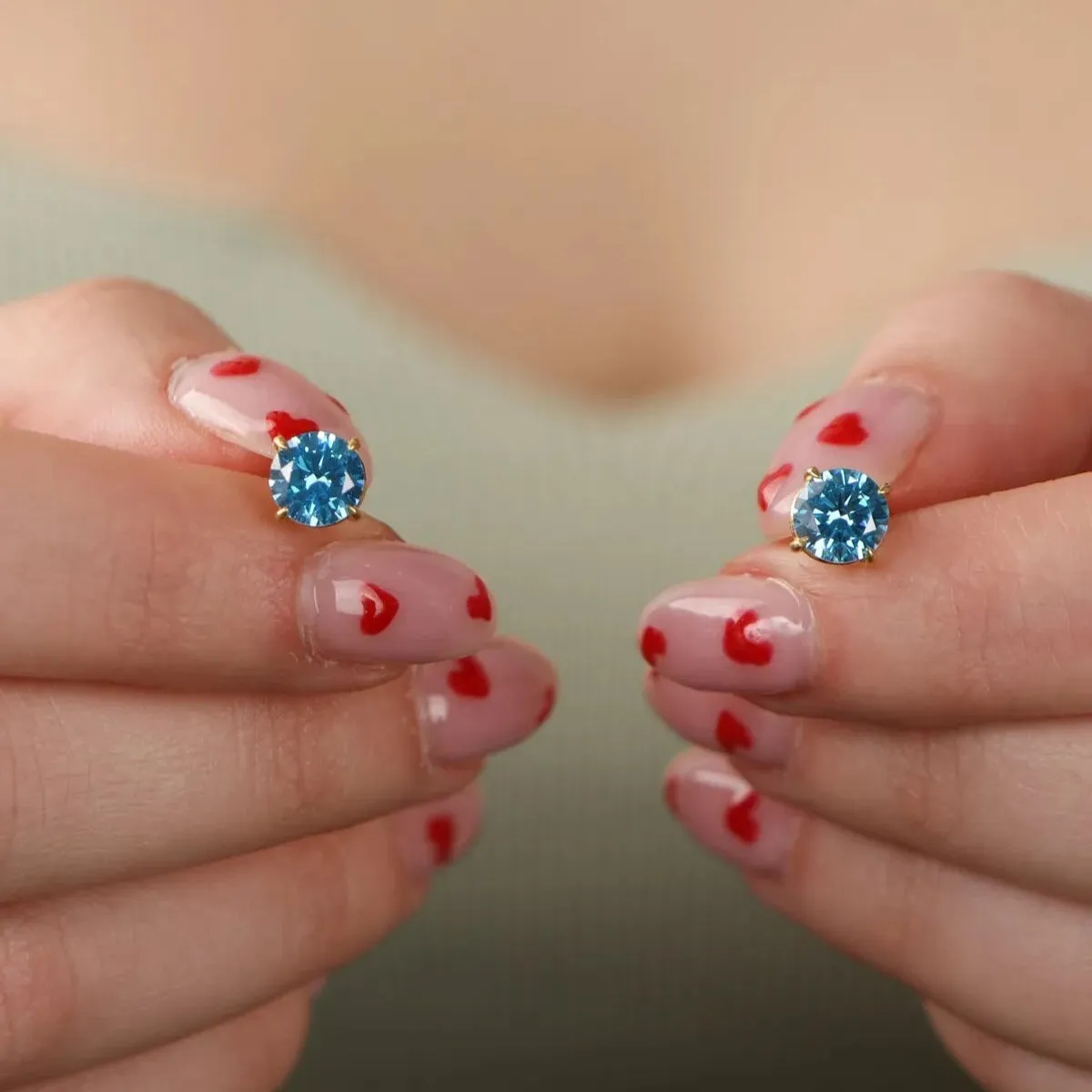 9ct Gold Blue Topaz Stud Earrings sold by Spero London product image thumbnail 2