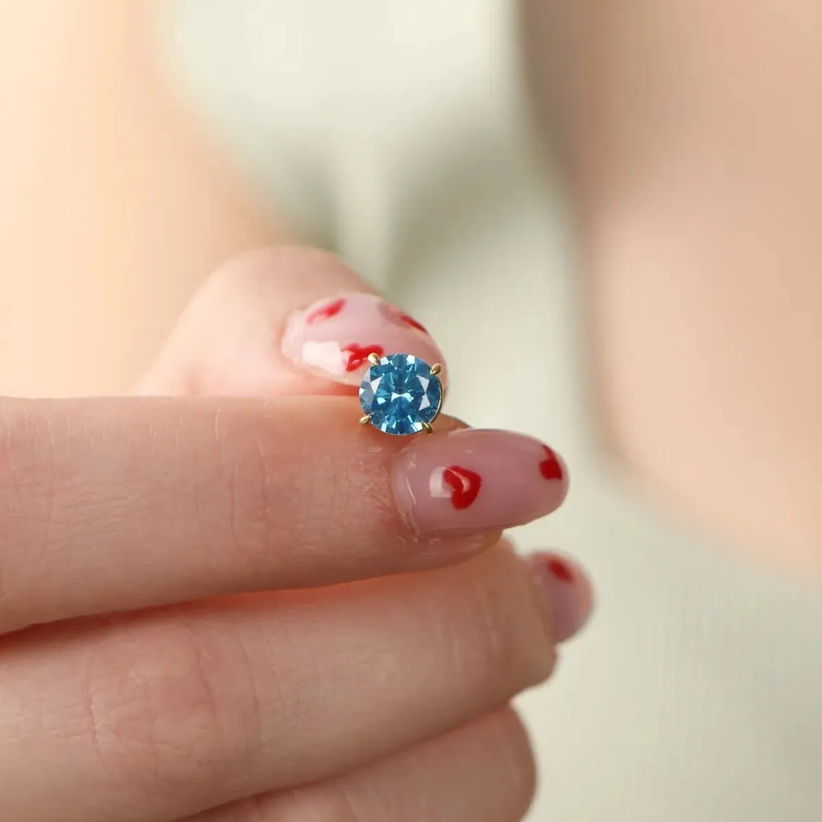 9ct Gold Blue Topaz Stud Earrings sold by Spero London product image thumbnail 3