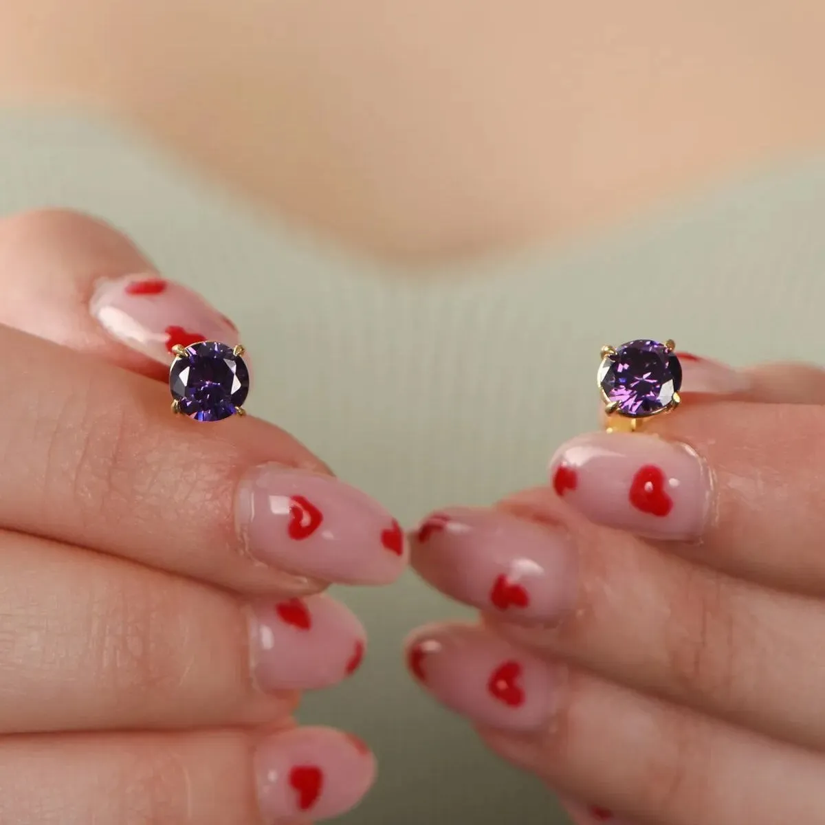 9ct Gold Amethyst Stud Earrings sold by Spero London product image thumbnail 3