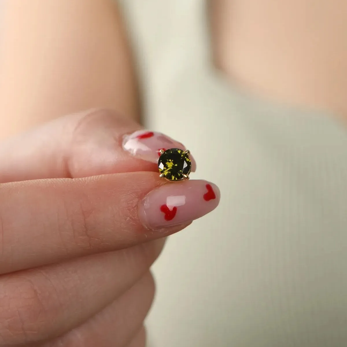 9ct Solid Gold Peridot Stud Earrings sold by Spero London product image thumbnail 4